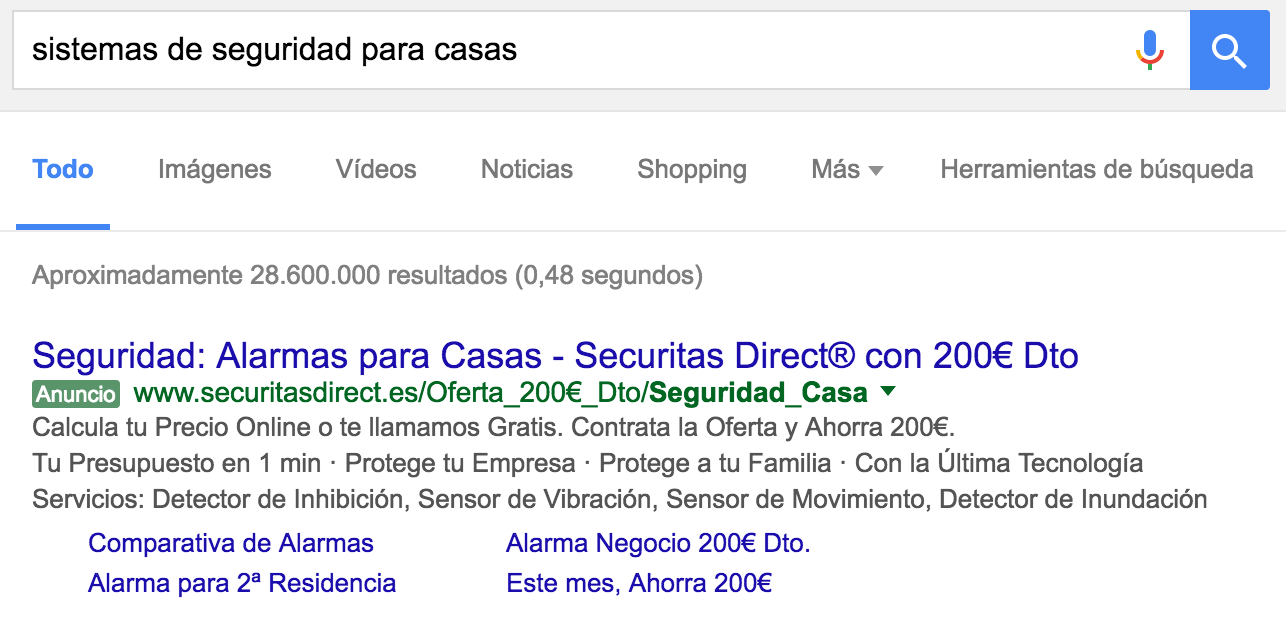ejemplo como se muestran los anuncios en google adwords